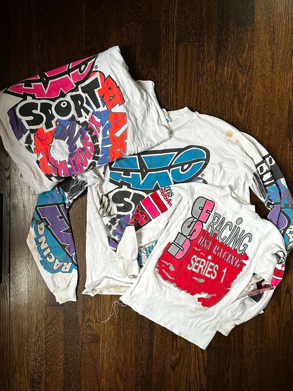 1990s AXO Sport motocross jersey with graphic print Set of 3 - 2 Adult 1 Kid S